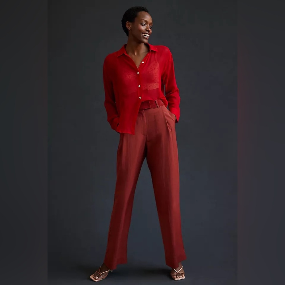 Tiny Wide-Leg Trousers NWT Anthropologie Style –‎ High Rise Pleated Pants Size 6